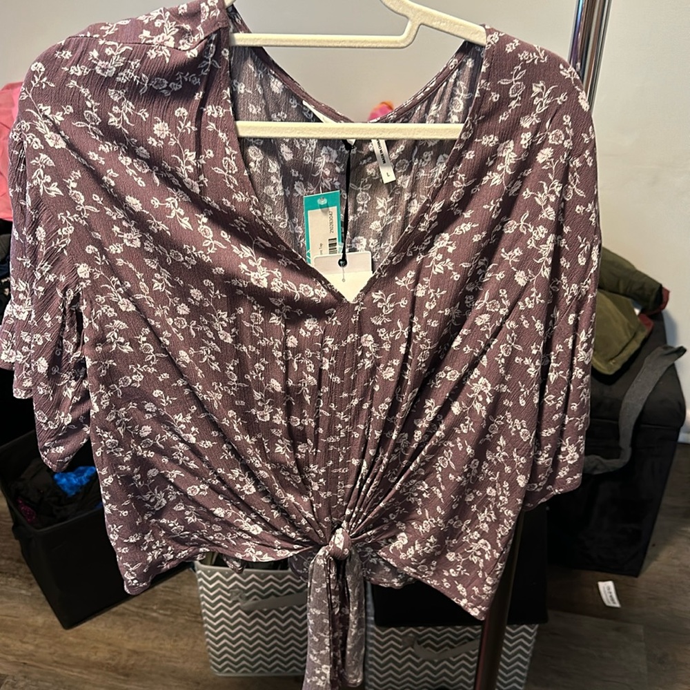 Purple, front tie, floral